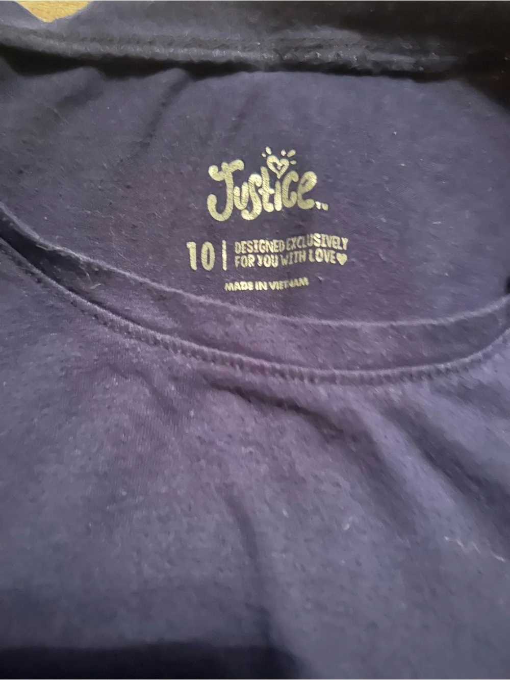 Justice Size 10 Girls Classic Navy Short-Sleeve Crewneck Top